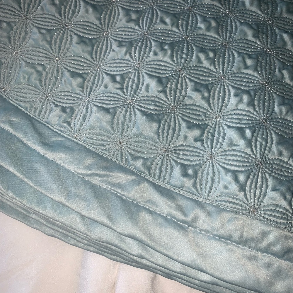 Luxurious Quilted Cezanne Blue Christmas tree skirt 60 in.
